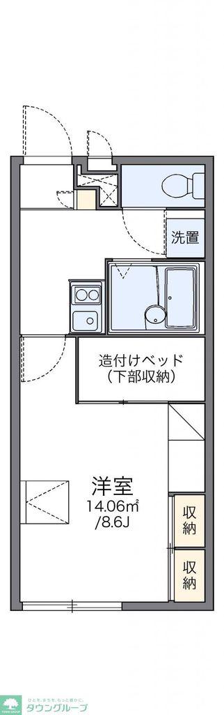 レオパレスグリーンパーク(1K/1階)の間取り写真