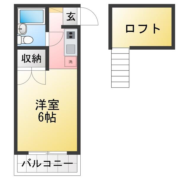 コーポ橋本(1K/2階)の間取り写真