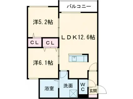 NFP千歳(2LDK/3階)の間取り写真