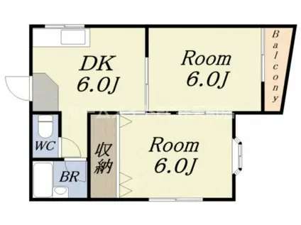 サンシャイン弁天町(2DK/4階)の間取り写真