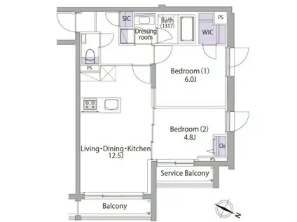 イプセ代々木上原ヒルズ(2LDK/3階)の間取り写真