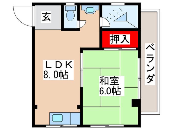 森善ビル(1LDK/3階)の間取り写真