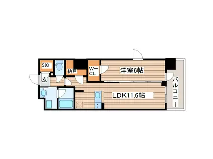 グランカーサ一番町(1SLDK/6階)の間取り写真