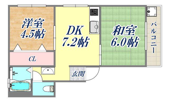 メゾン堀池(2DK/2階)の間取り写真