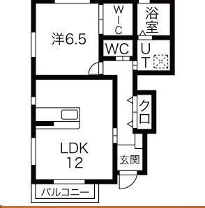 ウィローズB(1LDK/1階)の間取り写真