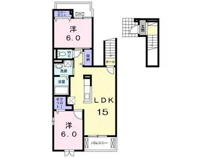 クレール・シャンス(2LDK/2階)の間取り写真