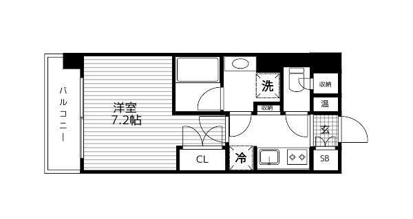 桜ヒルズ仙台榴岡(1K/6階)の間取り写真