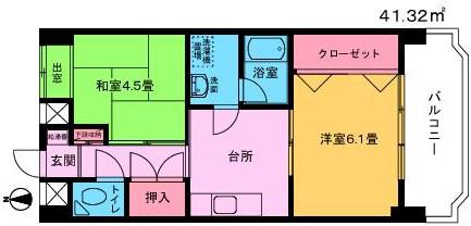 オクムラハイツ(2K/5階)の間取り写真