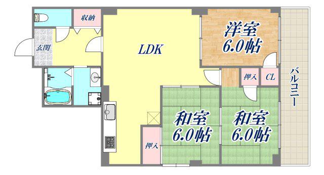 ファイン苦楽園(3LDK/3階)の間取り写真
