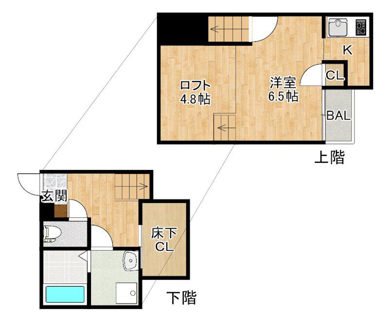 ADC津福セレーノ(1K/2階)の間取り写真