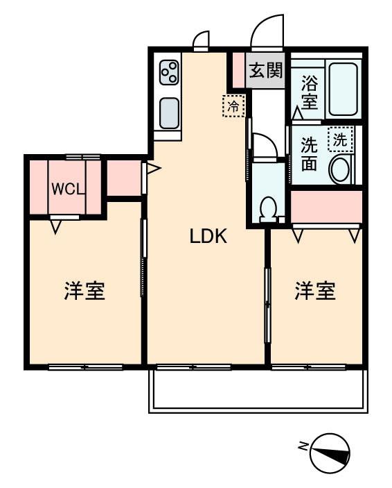 リブェール湘南(2LDK/2階)の間取り写真