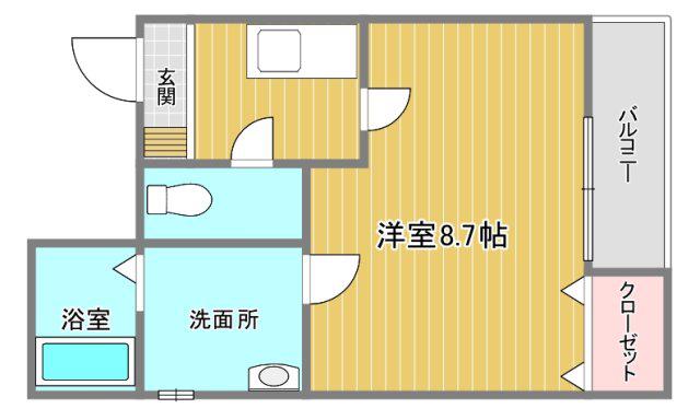 クレフラスト駅南大通(1K/2階)の間取り写真
