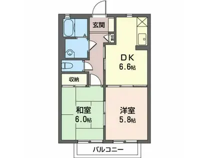 三井ハイツ(2DK/2階)の間取り写真