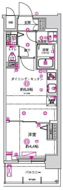 CREST TAPP京都太秦天神川DEX I(1DK/3階)の間取り写真