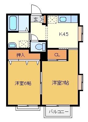 第3コーポサンライズ(2K/2階)の間取り写真