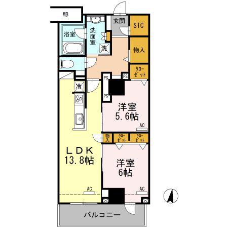 セントラルレジデンス(2LDK/11階)の間取り写真