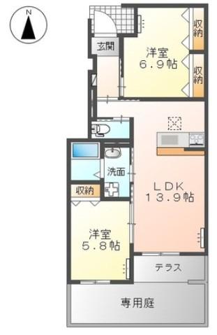 ベル ハピネス(2LDK/1階)の間取り写真