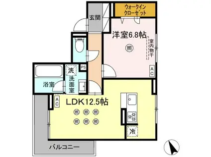 サニーサイド箱崎(1LDK/2階)の間取り写真