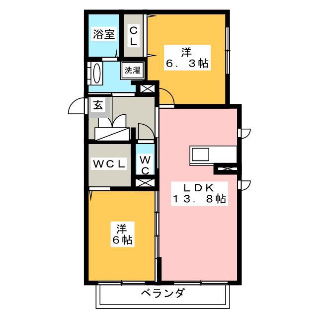 シャーメゾン シュヴァル(2LDK/3階)の間取り写真