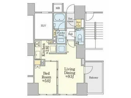 ザ・パークハウス築地入船(1LDK/2階)の間取り写真