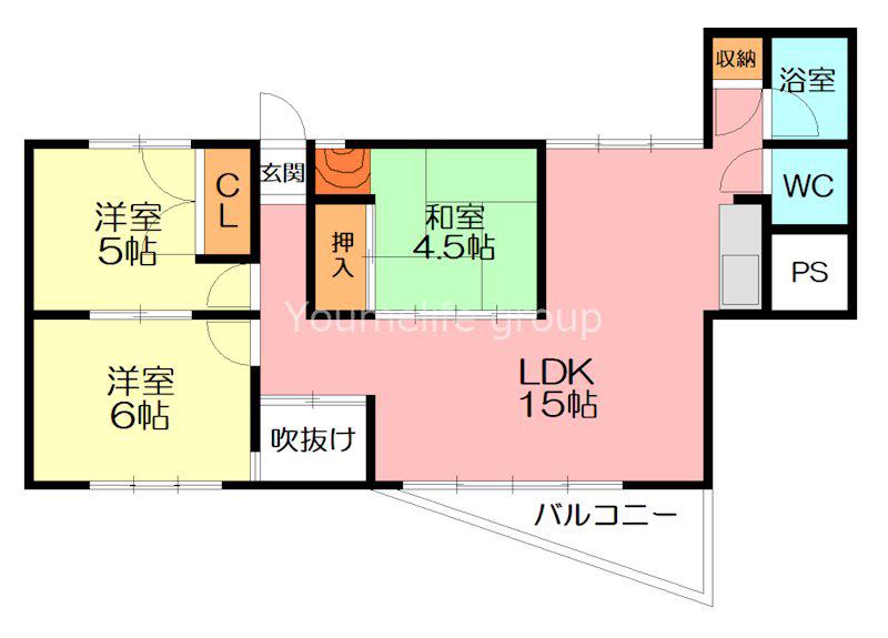 本厚木エグゼクティブマンション(3LDK/2階)の間取り写真
