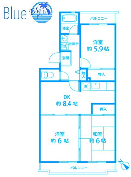 鎌倉グリーンヒルズ(3DK/4階)の間取り写真