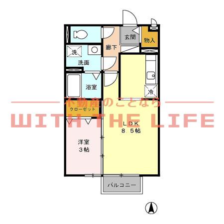 セジュール・シャイニング(1LDK/1階)の間取り写真