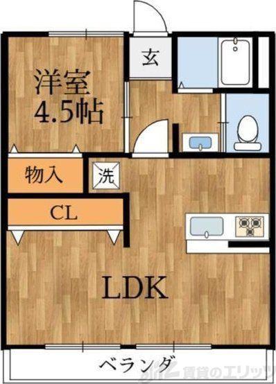 中西ハイツ(1LDK/2階)の間取り写真