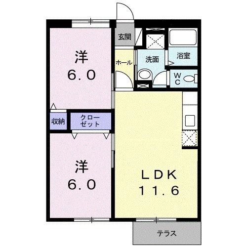 ドエルアンダンテ(2LDK/1階)の間取り写真