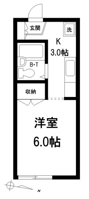 エソール千川(1K/2階)の間取り写真
