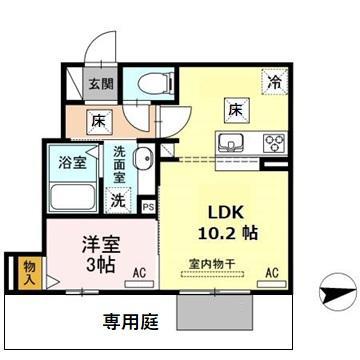クレール石塚(1LDK/1階)の間取り写真