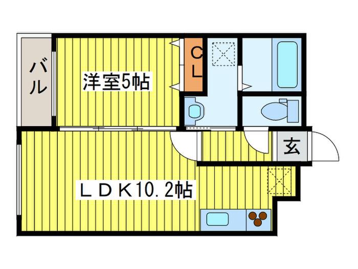 クラッセ円山 イースト(1LDK/2階)の間取り写真