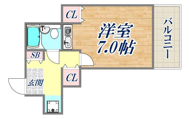 フロントリバー東難波(1K/6階)の間取り写真