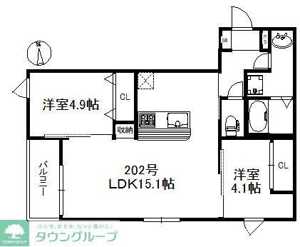 NEXUS姪浜 722(2LDK/2階)の間取り写真