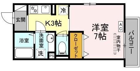 エスポワール南太田(1K/3階)の間取り写真