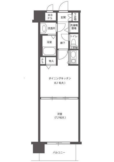 朝日プラザ岡山サウスフロント(1DK/4階)の間取り写真