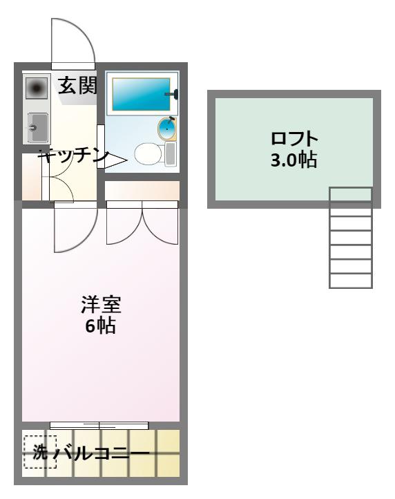グランディ井田(1K/2階)の間取り写真