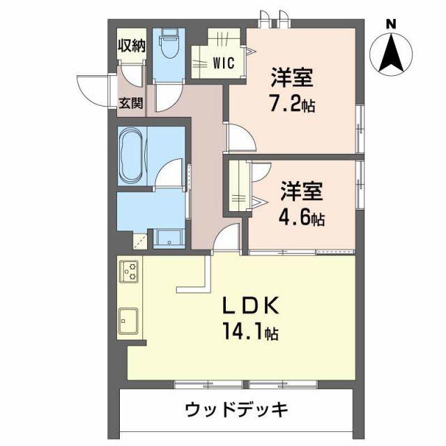 ロンサール・ブラン(2LDK/1階)の間取り写真
