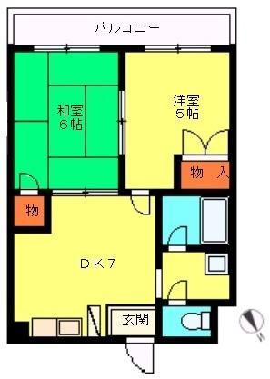 ピースフルハイツ(2DK/3階)の間取り写真