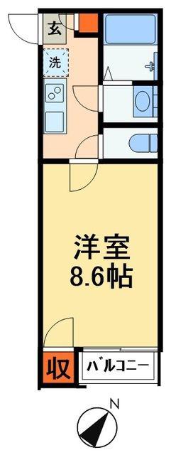 ラフォーレ福島(1K/1階)の間取り写真