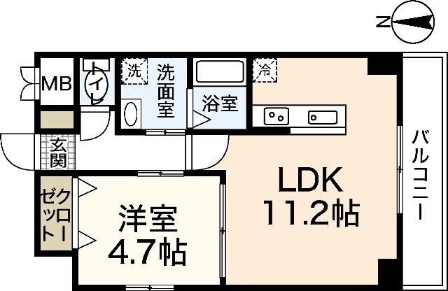ルネス・クレアーレヴェント(1LDK/2階)の間取り写真