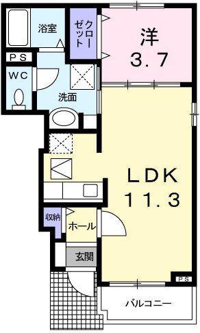 エスペランサ白国I(1LDK/1階)の間取り写真