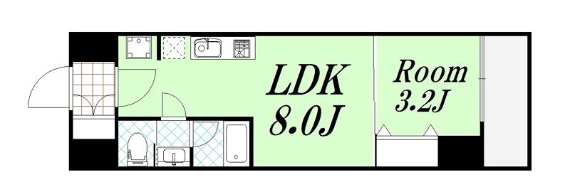 ブエナビスタ西天満(1LDK/7階)の間取り写真