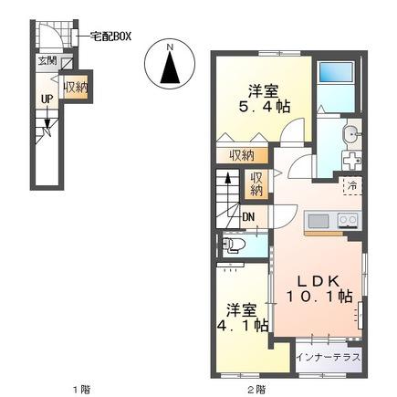 那加前洞新町K様アパート(2LDK/2階)の間取り写真