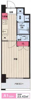 102 CLUB ORIENT(1K/8階)の間取り写真