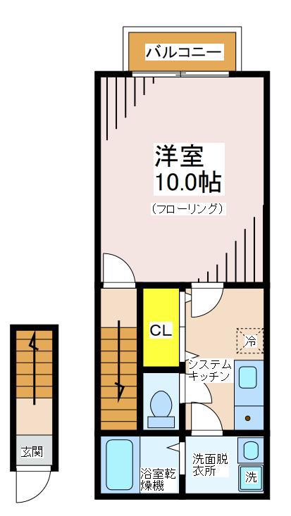 ハイツ RA(1K/2階)の間取り写真
