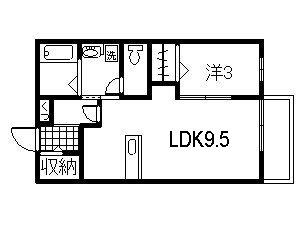 ブリックパル(1LDK/2階)の間取り写真
