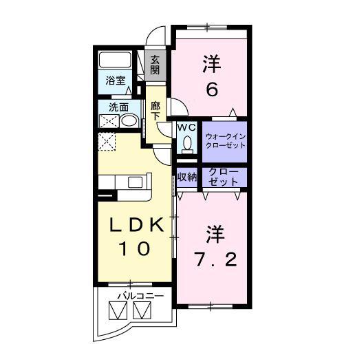 シルクスクェア(2LDK/3階)の間取り写真