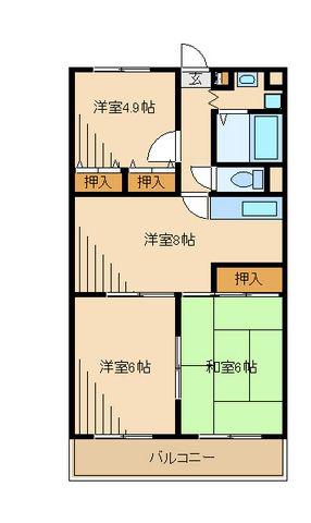 プランドール(3LDK/4階)の間取り写真
