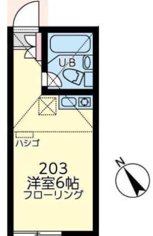 ユナイト鶴見ロザリオ(ワンルーム/2階)の間取り写真